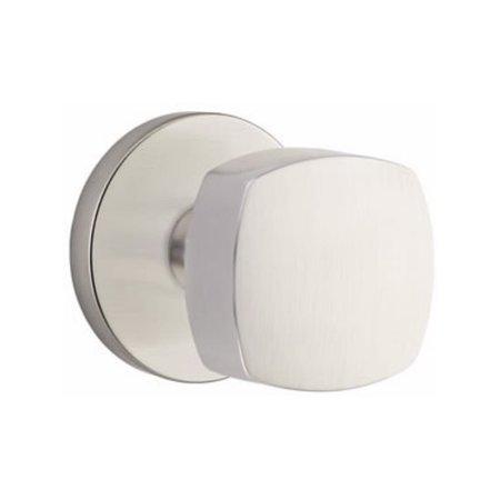 EMTEK Freestone Knob 2-3/8 in Backset Privacy With Disk Rose for 1-1/4 in to 2 in Door Satin Nickel Finish 5209FRKUS15